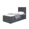 MEBLINI LUKAS Box Spring Bed with Storage - Upholstered Single Bed with Mattress and Topper - Storage Bed with Headboard - 100x200 cm, Right-Side Opening, H4, Dark Gray Velvet view 1
