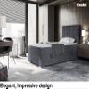 MEBLINI LUKAS Box Spring Bed with Storage - Upholstered Single Bed with Mattress and Topper - Storage Bed with Headboard - 100x200 cm, Right-Side Opening, H4, Dark Gray Velvet view 2