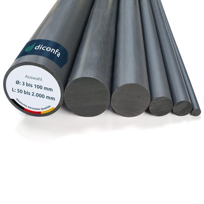 diconfa Hard PVC Round Rod, Dark Gray, 8 mm x 310 mm
