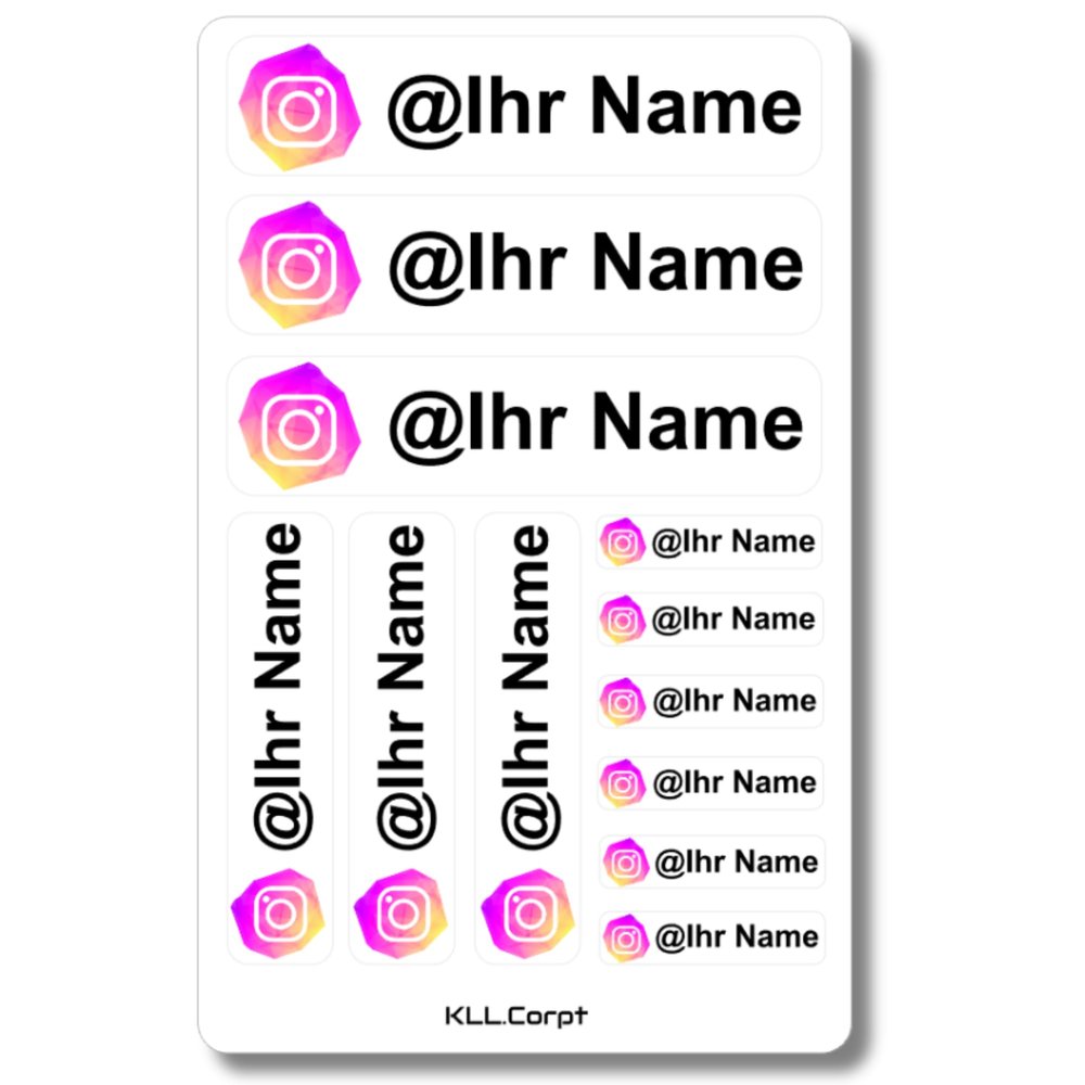 12 White Personalized Insta Stickers – Custom Logos and Text | Waterproof, Transparent, Kiss-Cut | Social Media Stickers