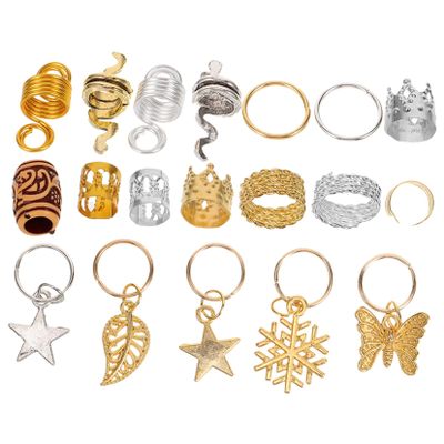 Dreadlock Hair Rings, 146-Piece Metal Dreadlock Jewelry
