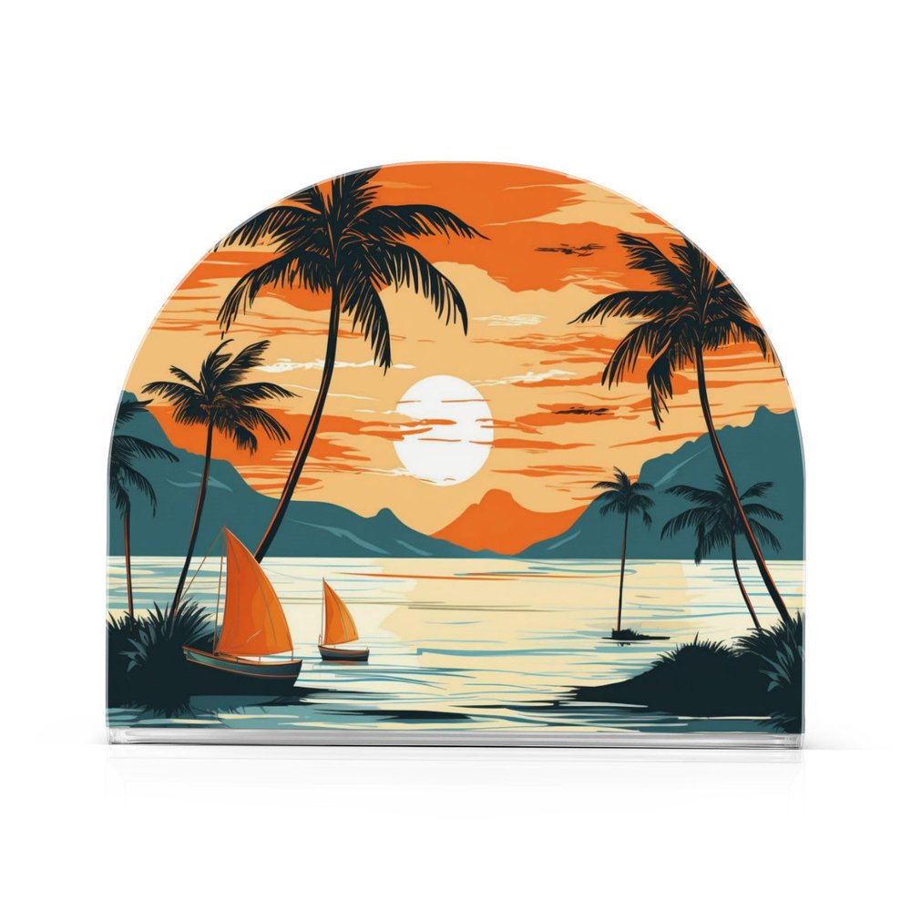 Palm Sunset Napkin Holder, Acrylic, 1 Pack