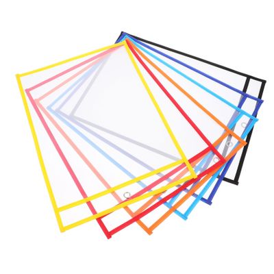 Tofficu PVC Dry-Erase Pockets, Random Style, Reusable, 6 pcs