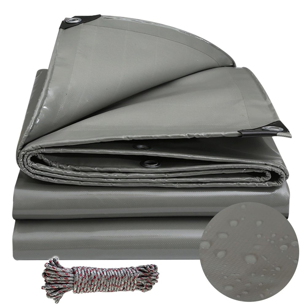Waterproof Tarp 1.5 x 2 m with Reinforced Corners and Grommets, Gray