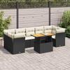 vidaXL 8-Piece Garden Sofa Set with Cushions Black Poly Rattan view 2