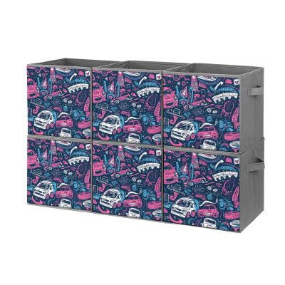 LFDSPYJE Foldable Storage Bins, 6-Pack, Scribble and Drawing Pattern