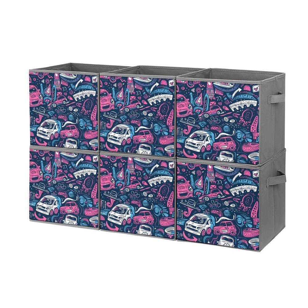 LFDSPYJE Foldable Storage Bins, 6-Pack, Scribble and Drawing Pattern