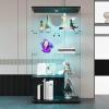BLSYHDH Glass Display Cabinet, 4-Tier, 2 LED Doors, Black, 164 x 80 x 36 cm view 1