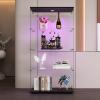 BLSYHDH Glass Display Cabinet, 4-Tier, 2 LED Doors, Black, 164 x 80 x 36 cm view 3