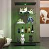 BLSYHDH Glass Display Cabinet, 4-Tier, 2 LED Doors, Black, 164 x 80 x 36 cm view 4