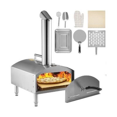 12" Portable Wood-Fired Stainless Steel Pizza Oven for Outdoor Cooking