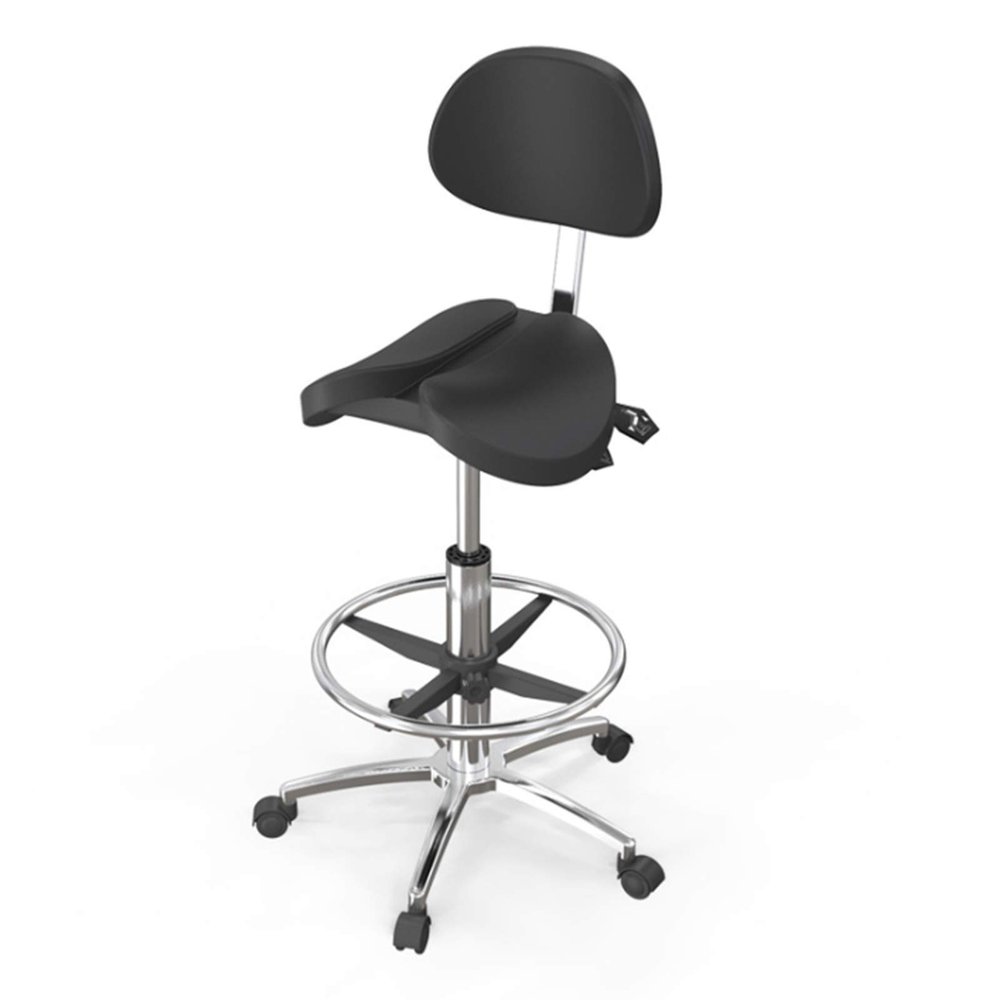 Height-Adjustable Saddle Rolling Stool for Dental, Medical, Hospital, Laboratory, Salon, Office, and Home Use