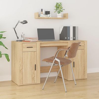 Brombel Desk with Cabinet, Sonoma Oak, Engineered Wood