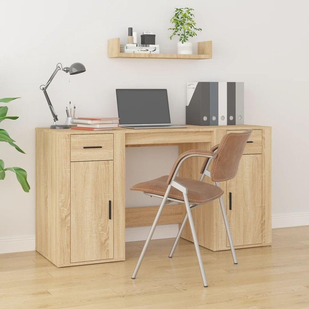 Brombel Desk with Cabinet, Sonoma Oak, Engineered Wood
