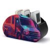 PU Leather Remote Control Holder with 5 Compartments, Purple Silhouette view 1