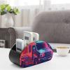 PU Leather Remote Control Holder with 5 Compartments, Purple Silhouette view 4