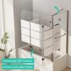 Striped Bathtub Shower Screen, 120 x 70 x 140 cm, 3-Piece, 6 mm Tempered Safety Glass view 2