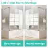 Striped Bathtub Shower Screen, 120 x 70 x 140 cm, 3-Piece, 6 mm Tempered Safety Glass view 3