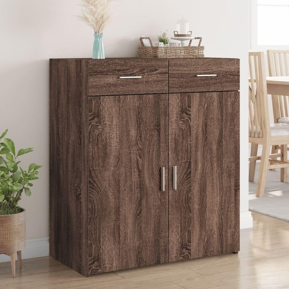 Lauuoeriau Sideboard, Brown Oak, 80 x 42.5 x 93 cm, Engineered Wood