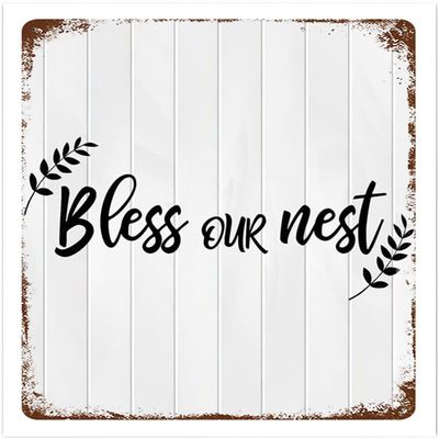 “Bless Our Nest Chris” Wall Sign, Personalized Aluminum Sign, Plaque, Solid, for Graduation, 12 x 16 in