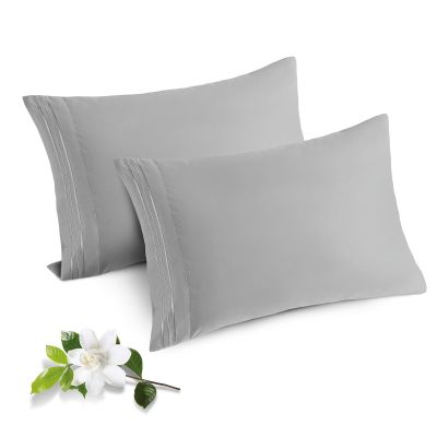 AJMDGW 2-Pack Microfiber Pillowcases, King Size, Green Bed Pillow Covers with Envelope Closure, 1800 Thread Count, Soft & Shrinkage-Resistant (Light Grey, King 20" x 40")