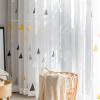Aotiwe Sheer Curtains, Boho Triangle Pattern, White Black Yellow, 2-Pack, 107 x 244 cm view 1