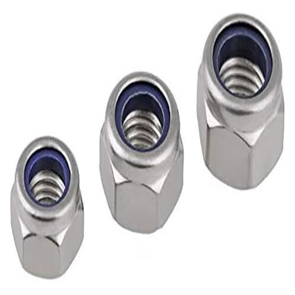 100-Piece M6–M12 Stainless Steel 304 Left-Hand Thread Nylock Locknut Set, Nylon Insert, Industrial Use (M12)
