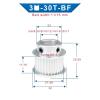 30T Curvilinear-Tooth Timing Pulley for 3-Mode Rubber Belts, 5/6/6.35/8/10/12/14/15/16/17 mm Bore, 15 mm Width view 2