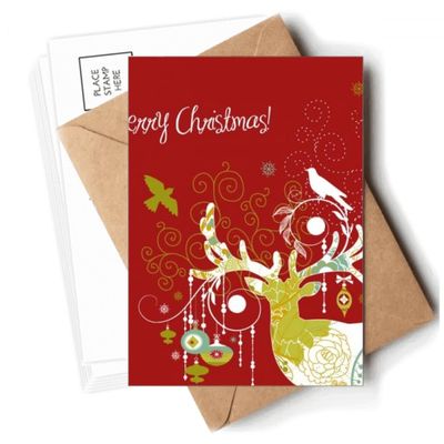 Merry Christmas Deer Art Deco Fashion Postcards with Envelopes
