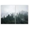 SMTDeco Stove Cover 40x52 + 35x52 cm, 2-Piece Tempered Safety Glass, Foggy Trees Green view 1