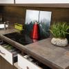 SMTDeco Stove Cover 40x52 + 35x52 cm, 2-Piece Tempered Safety Glass, Foggy Trees Green view 3