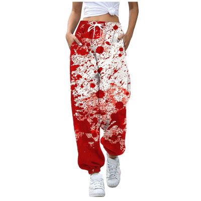 pvucpot Problem Solved Gothic Jogger Pants with Blood-Spot Print