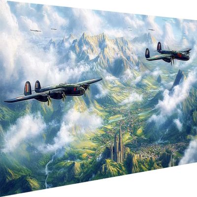 Diamond Painting Home Decor Gift, 5D DIY Full-Drill Kit, Mountains and Cities, Square Drills, 90 x 45 cm