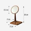 GFHTRELY Walnut Wood Vanity Mirror with Tray view 2