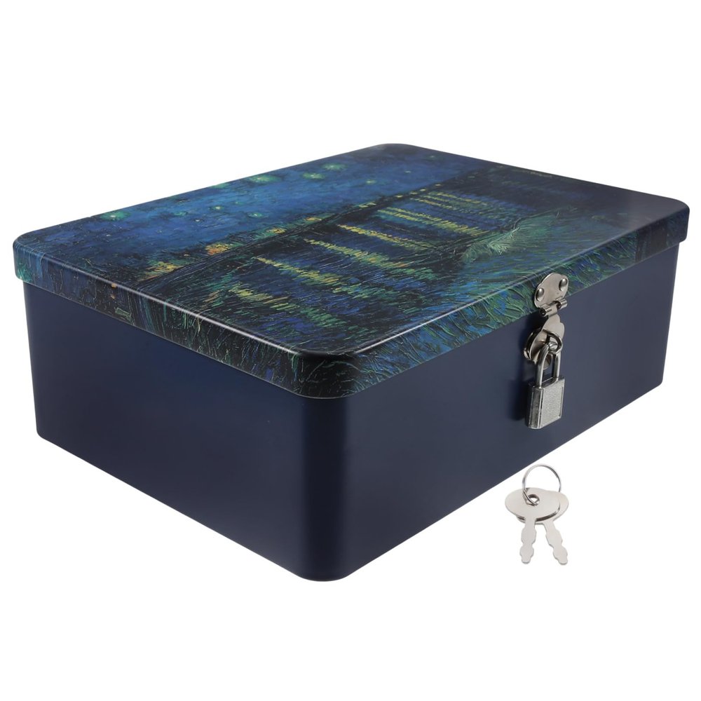 Tofficu Small Tinplate Box with Lock for Small Items