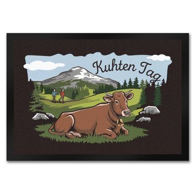 speecheese Doormat, 35 x 50 cm, Cow, Peaceful Mountain Landscape, “Kuhten Tag”