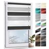 Rollmayer No-Drill Dual Roller Blind, White/Gray/Black, W45 x H130 cm view 1