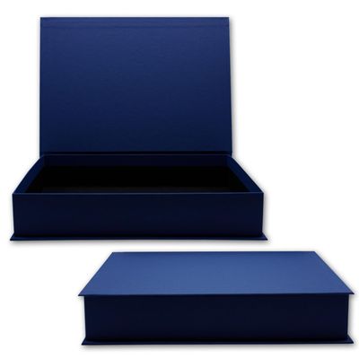 NEUSER PAPIER Gift Boxes with Hinged Lids, 4-Pack, DIN A4, Dark Blue, 334 x 242 x 65 mm