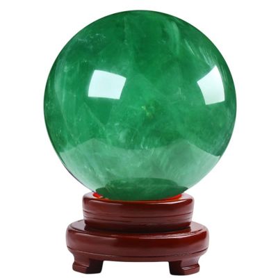 DECORN Green Fluorite Crystal Ball with Stand, 7.1 in