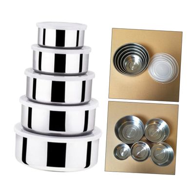 Ciieeo 5-Piece Stainless Steel Food Storage Containers, Stackable, Silver, Leakproof