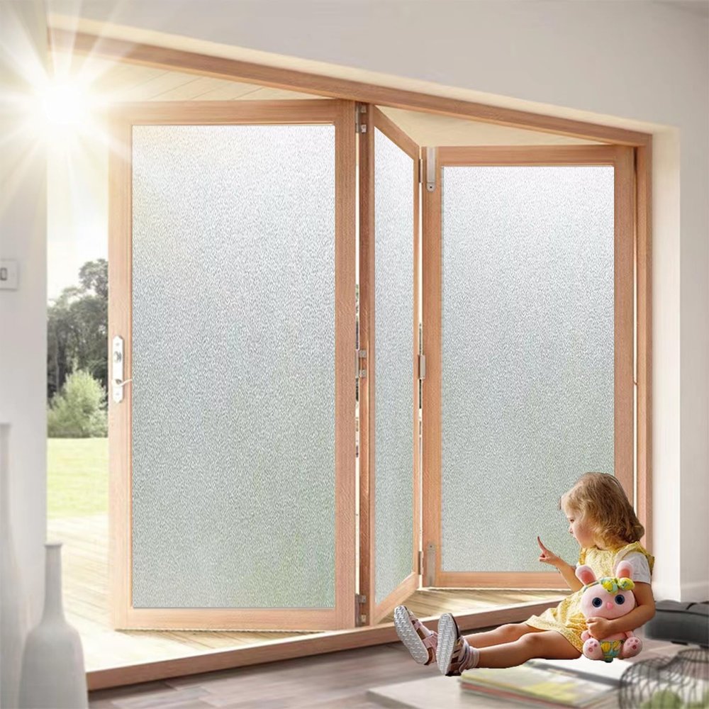 Frosted Window Film Strip 19.7 x 232.3 in, Self-Cling, Heat-Reflective, Privacy