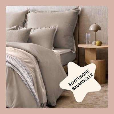 Amqua Egyptian Cotton Mako Satin Bedding Set 200 x 220 cm, Taupe