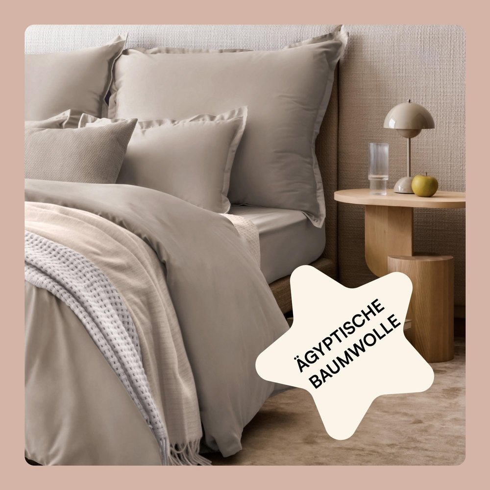Amqua Egyptian Cotton Mako Satin Bedding Set 200 x 220 cm, Taupe