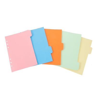 A5 Index Dividers, 5-Piece PP, School-Start Decor, Colorful Tabs