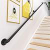 LQSYBHD Indoor/Outdoor Wall-Mounted Handrail, Industrial Rustic Black Metal Pipe, 4 ft/120 cm view 1
