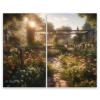 SMTDeco Tempered Glass Stove Cover 30x52 + 35x52 cm, 2-Piece, Flowers Garden Green view 1