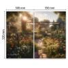 SMTDeco Tempered Glass Stove Cover 30x52 + 35x52 cm, 2-Piece, Flowers Garden Green view 2