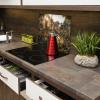 SMTDeco Tempered Glass Stove Cover 30x52 + 35x52 cm, 2-Piece, Flowers Garden Green view 3