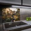 SMTDeco Tempered Glass Stove Cover 30x52 + 35x52 cm, 2-Piece, Flowers Garden Green view 4