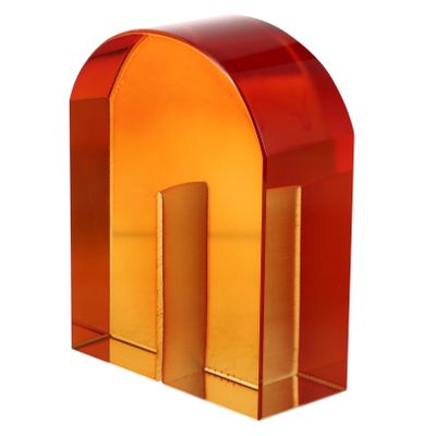 BIUDECO 1-Piece Orange Arched Decorative Bookend for Bookshelves and Desks